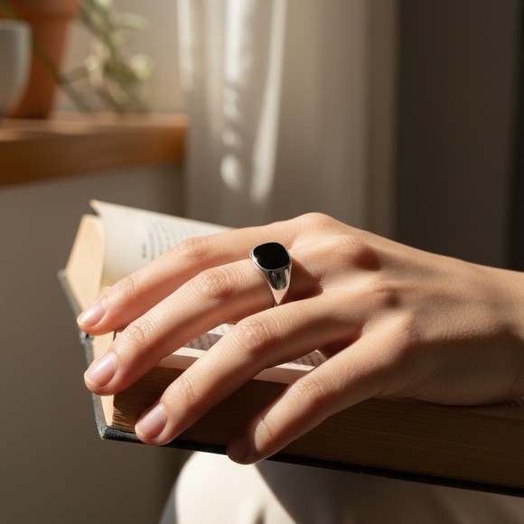 Silver and Black Ring - Picture 2 of 5